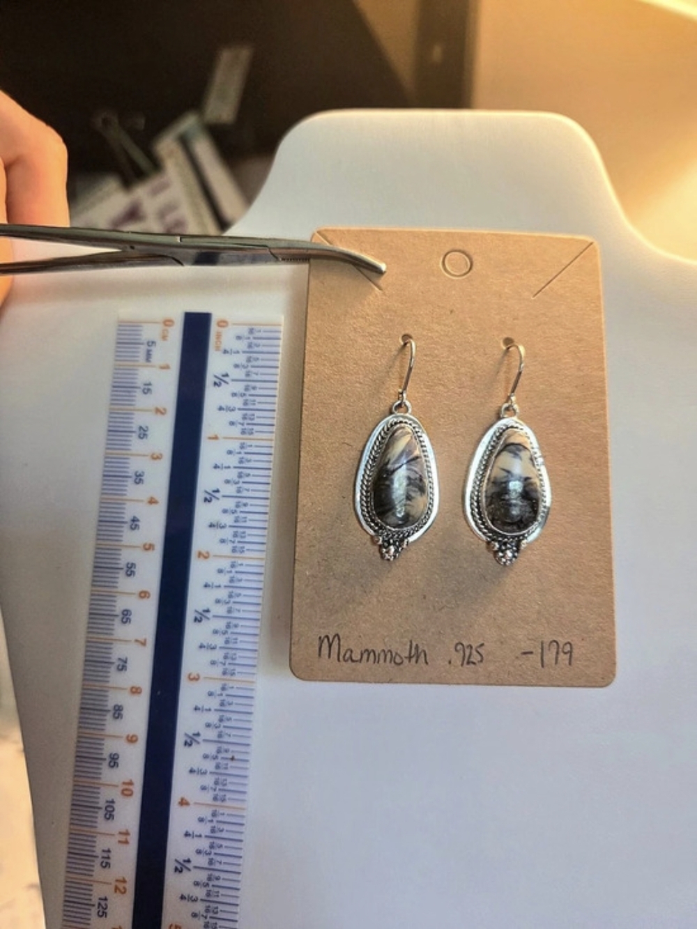 Mammoth Tusk .925 -179 Sterling Silver Dangle Earrings